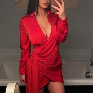 Red wrap dress